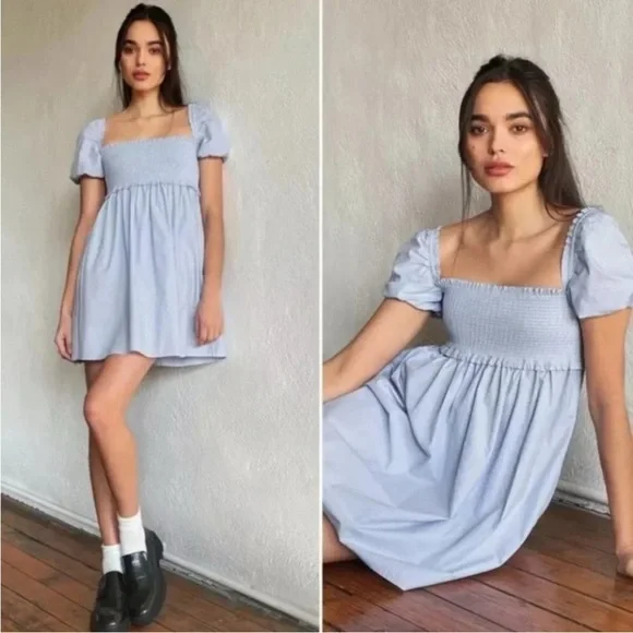 Aritzia Sunday Best Sun
Deh Hadley Babydoll Poplin
Mini Dress Blue Size Small - Picture 3 of 11
